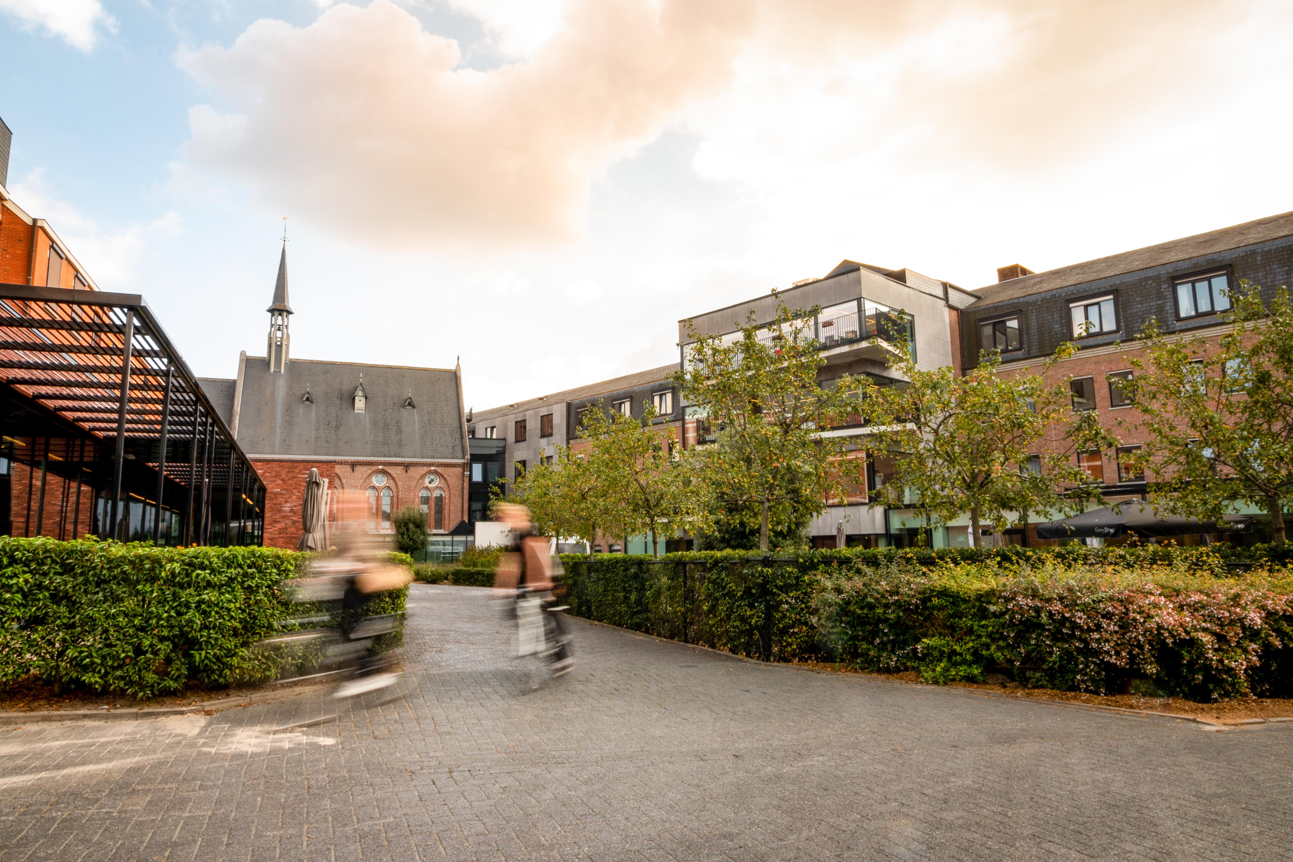 Het groene binnenplein van woonzorgcentrum de Refuge in Gent